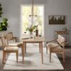 Armless Dining Chair With Cane Back And Upholstered Seat (Set of 2) - Light Brown - Image 9