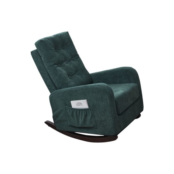 Accent Chair TV Chair Lazy Recliner Comfortable Fabric Leisure Sofa, Modern High Back Armchair - Deep Green