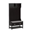 3 In 1 Wooden Hallway Hall Tree With Storage Drawers, Coat Rack, Shoe Rack Bench, And Cushion - Amber Graphite / Black - Image 13