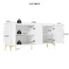 Modern Wood Sideboard Cabinet With Carved Door Panels, Adjustable Shelves, And Sturdy Metal Legs - White - Image 3
