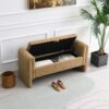 Modern Teddy Bed End Bench With Arms And Storage, Upholstered Large Foot Rest Stool, Comfy Window Vanity Bench For Living Room, Dorm, Coffee Table, Teddy - Coffee - Image 3