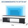 TV Stand For 60" TV LED Gaming Entertainment Center Media Storage Console Table With Large Side Cabinet For Living Room - Black - Image 3