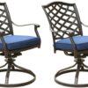 Outdoor Patio Aluminum Swivel Rocker Dining Chair With Cushion (Set of 2) - Navy Blue - Image 6