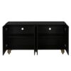 4 Door Cabinet Modern Fluted Sideboard Buffet With Storage, Curve Element With Strict Lines - Black - Image 6