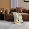 Sectional Sofa With Durable Fabric, Solid Wood Frame, And High Density Sponge Fill - Camel - Image 9