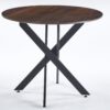 Dining Table With Cross Metal Leg And MDF Top, Modern Space Saving Kitchen Table For Living Room, Round Table - Black / Dark Walnut - Image 9