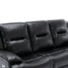 3 Seater Home Theater Recliner Manual Recliner Chair With A Led Light Strip Two Built-In Cup Holders For Living Room - Black - Image 23
