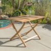 Blissique - Outdoor Foldable Wood Dining Table With Slat Design - Natural - Image 2