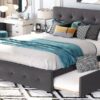 Queen Size Upholstered Platform Bed With 2 Drawers And 1 Twin Long Trundle - Dark Gray - Image 23