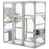 Outdoor Cat House, Diy Cat Enclosure Catio With Double Enter Doors - Light Gray - Image 12