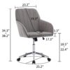 Adjustable Office Chair, Ergonomic Swivel Chair With Comfortable Backrest Seat - Gray - Image 14