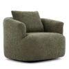 360° Swivel Chair, Chenille Upholstered Barrel Sofa Chair With Throw Pillow, For Living Room, Office - Green - Image 12