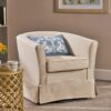 Glitter - Upholstered Swivel Chair With Loose Cover And Curved Back - Natural - Image 2