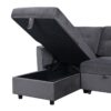 Hudson - Velvet Reversible Sleeper Sectional Sofa With Storage Chaise - Dark Gray - Image 3