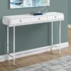 Accent Console Table For Entryway, Storage Drawer, Glossy Contemporary & Modern - White - Image 3