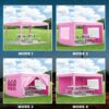 10'X10' Folding Canopy With 4 Removable Sidewalls Outdoor Event Shelter UPF 50+ Gazebo Portable Tents For Parties Beach Camping Wedding Ez Pop Up Canopy 4 Pieces Weight Bag + Carry Bag - Pink - Image 4