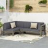 Brava - X Back Right Corner Bench (Set of 2) With Water Resistant Cushions - Dark Gray - Image 7