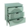3 Drawer Storage Cabinet With Hollow Carved Design And Metal Handles, Chest For Entryway, Living Room Or Bedroom - Light Green - Image 14