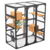 Outdoor Cat House, Diy Cat Enclosure With Double Enter Doors - Black Brown - Image 12