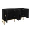 Carved 4 Door Sideboard, Sideboard Buffet Cabinet With Storage, Modern Coffee Bar Cabinet With Adjustable Shelf For Living Room, Dining Room, Kitchen - Black - Image 13