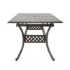 Outdoor Expandable Dining Table With Umbrella Holder, Lattice Pattern And Curved Legs - Black - Image 7