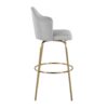 Ahoy - Contemporary Fixed Height Bar Stool Round Gold Footrest (Set of 2) - Light Gray / Gold - Image 3