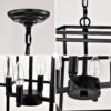 4 Light Metal Lantern Tiered Pendant Hanging Light Fixtures, Industrial Farmhouse Adjustable Height Chandeliers For Dining Room Hallway Foyer Entryway (E12 Bulbs Not Included) - Matte Black - Image 14