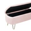 Storage Ottoman Bench For End Of Bed Gold Legs, Modern Gray Faux Fur Entryway Bench Upholstered Padded With Storage For Living Room Bedroom - Pink - Image 17