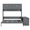 Queen Size Wall Murphy Bed With Desk And Storage Shelves And Big Cabinets - Gray - Image 11