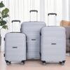 Hardshell Suitcase Spinner Wheels Pp Luggage Sets Lightweight Durable Suitcase With Tsa Lock, 3 Piece Set (20/24/28) - Silver - Image 2
