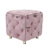 Modern Velvet Upholstered Ottoman, Exquisite Small End Table, Soft Foot Stool, Dressing Makeup Chair, Comfortable Seat For Living Room, Bedroom, Entrance - Pink - Image 3