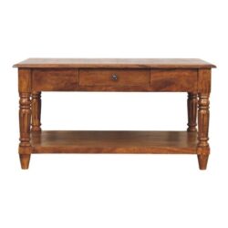 Turned Legs 2 Drawer Coffee Table - Brown