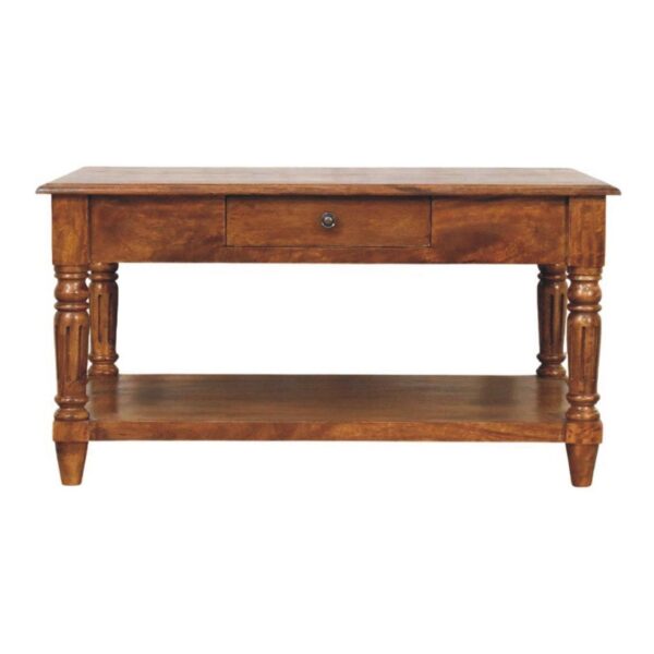 Turned Legs 2 Drawer Coffee Table - Brown