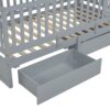 Twin Size Daybed With Fence Guardrails And 2 Drawers, Split Into Independent Floor Bed & Daybed - Gray - Image 13