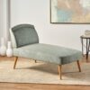Fabric Chaise Lounge With Rubberwood Frame - Slate - Image 4