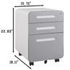 3 Drawer Mobile File Cabinet Under Desk Office, Simple Style Versatile Storage Cabinet For Legal / Letter / A4 Files, 5 Wheel Design Anti-Tilting Cold Rolled Steel Waterproof Moisture-Proof - White / Gray - Image 18