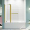 Frameless Folding Shower Doors For Bathtub - Brushed Gold - Image 2