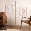 Brilliance - Modern Floor Lamp, Opal Shades And Round Base - Clear / Gold - Image 6