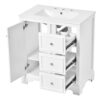 Bathroom Vanity Cabinet With Ceramic Basin, 3 Drawers And Adjustable Shelves - White - Image 13