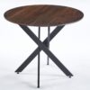 Dining Table With Cross Metal Leg And MDF Top, Modern Space Saving Kitchen Table For Living Room, Round Table - Black / Dark Walnut - Image 4