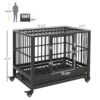 Pawhut - 36" Heavy Duty Dog Crate Metal Cage Kennel With Lockable Wheels, Double Door And Removable Tray - Gray - Image 7