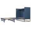 Queen Size Murphy Bed With Iron Legs, Modern Design - Blue - Image 8