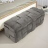 Stylish Storage Ottoman Bench With Safety Hinge For Living Room & Bedroom - Dark Gray - Image 2