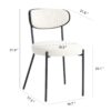 Boucle Modern Kitchen Dining Chair With Bentwood Ash Veneer Back And Black Metal Legs, (Set of 2) - Cream - Image 3