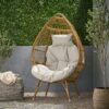 Basket Chair With Teardrop Shape And Water Resistant Cushion - Natural - Image 5