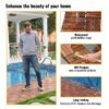 Acacia Wood Interlocking Deck Tiles Checker Pattern, 10 Piece Square Acacia Hardwood Outdoor Flooring For Patio, Bancony, Pool Side - Brown - Image 4