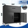 Rolling Metal Tool Storage Cabinet, Lockable Garage Storage Cabinet, Locking Metal Storage Cabinet With Wheels, Rolling Tool Chest, Assembly Required - Black - Image 3