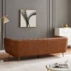 Ava - Genuine Italian Leather Channel Tufted Sofa - Gold / Tan - Image 10