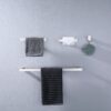 Modern Wall Mounted Bathroom Hardware Set With Robe Hook, Towel Rail, And Tissue Paper Holder - Brushed Nickel - Image 2