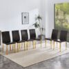 (Set of 4) Backrest Chairs With Gold Metal Legs A Perfect Pairing, Ideal For Minimalist And Modern Home Decor Styles - Black / Gold - Image 5
